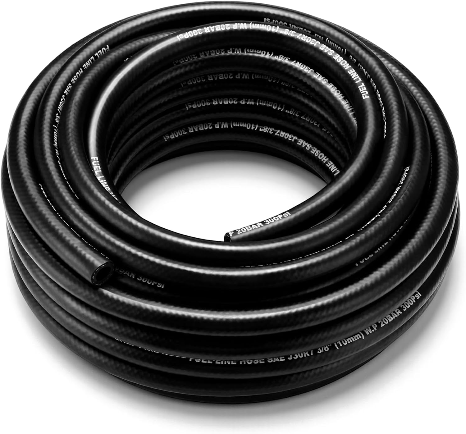 50 ft 3/8'' Marine Fuel Hose Feed Line NBR Rubber Type SAE J1527 Standards Rated up to 300 PSI for Ships, Marine Equipment, Automotive Engines, Fuel Systems