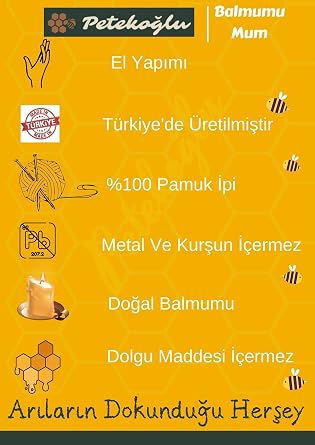 Petekoğlu Doğal Petek Balmumu Mum Hediyelik Mini Set Sarma Balmumu Çam Ağacı Beeswax Candle