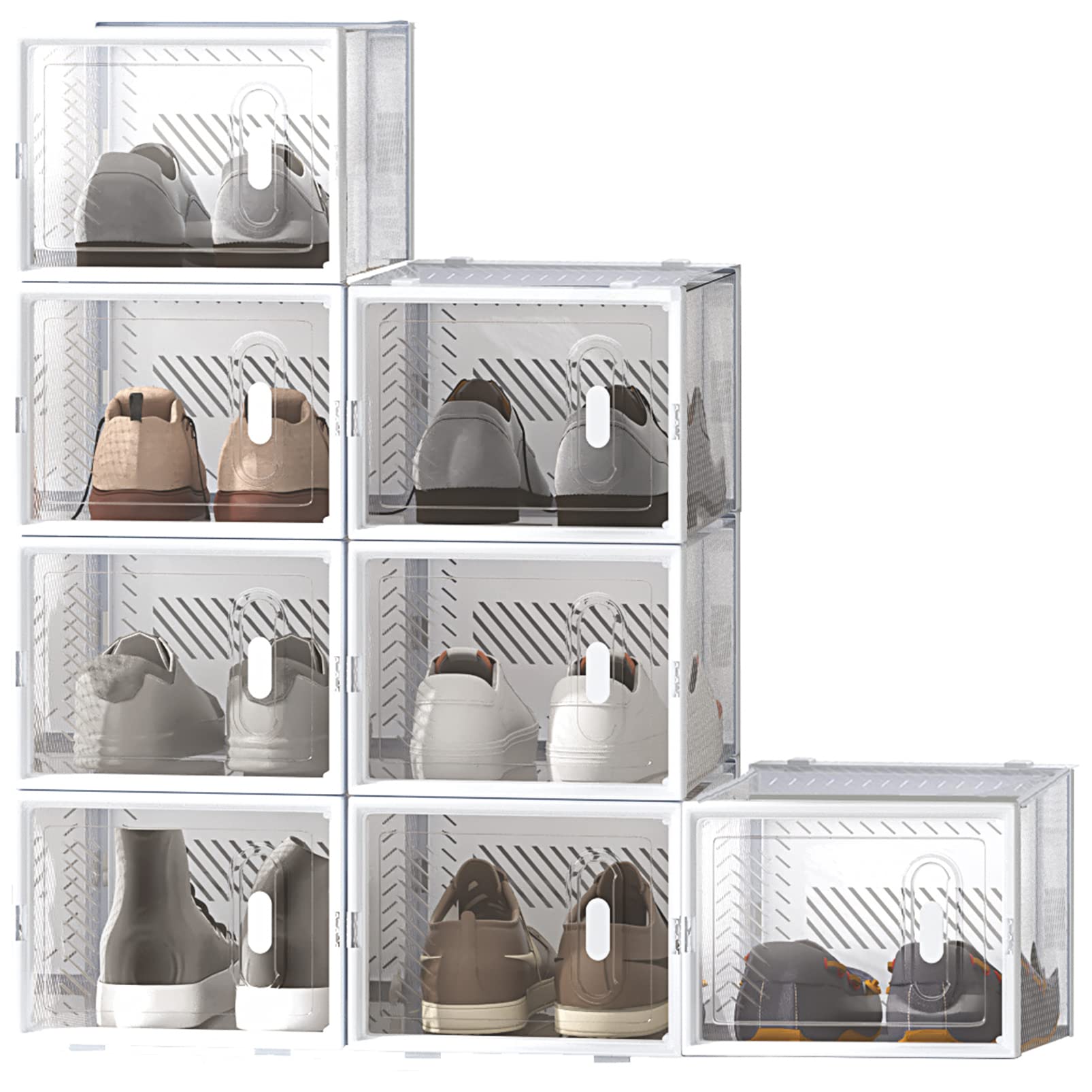 Buy 8 Pack Shoe Boxes, Shoe Storage Boxes Organizer Bins, Stackable