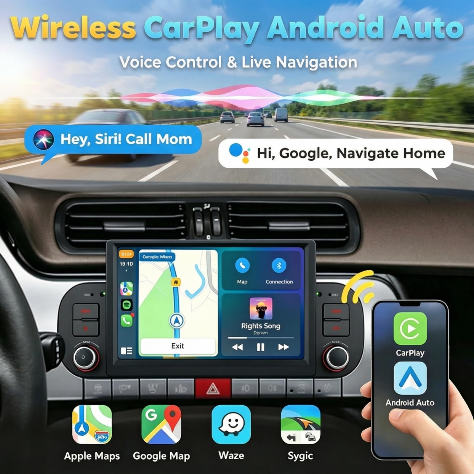 Autoradio con Sistema Linux e schermo IPS da 7 pollici, compatibile con Fiat Panda (2013-2020) | CarPlay & Android Auto wireless integrati | Supporta AM/FM/RDS | Con DSP/USB/Bluetooth/Microfono