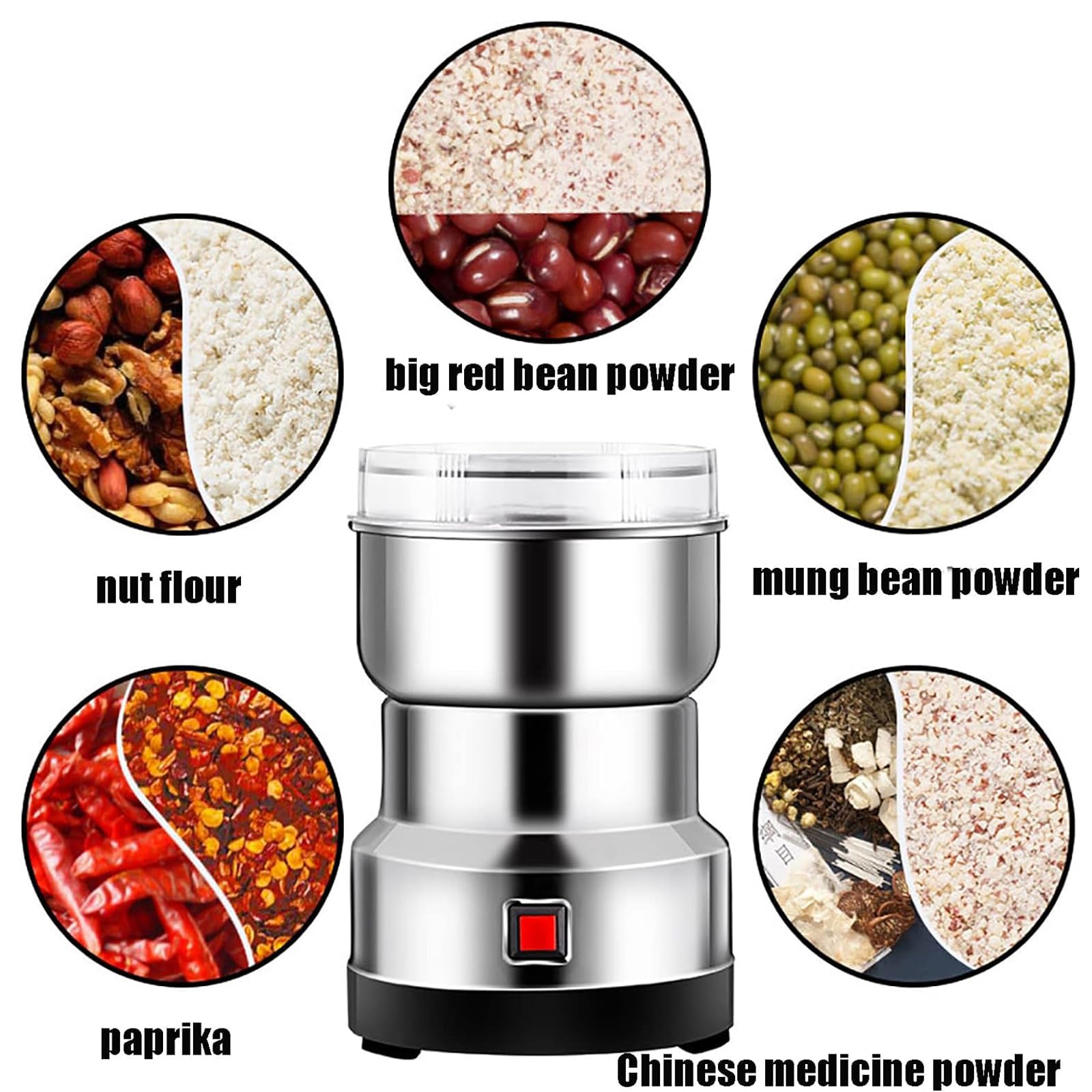 Moulin À Grains Électrique 300 G, Broyeur À Dosettes De Café, Mélangeur D'épices, Moulin À Épices À Grande Vitesse en Acier Inoxydable pour Moudre Les Grains, Les Racines