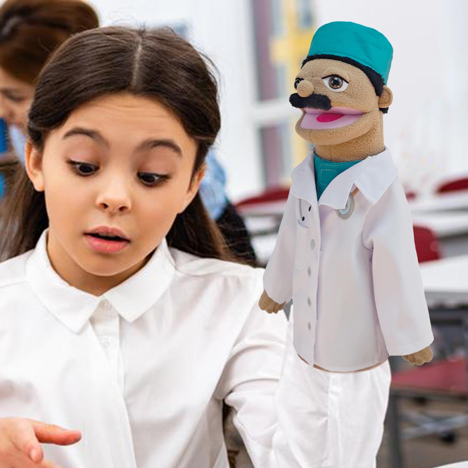 Títeres Mano Juego Roles - Cocinero Bombero Granjero Trabajador Detective Doctor Peluche Relleno | Juguetes interactivos educación temprana para Padres e Hijos para Recuerdos Fiesta Navidad