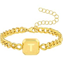 Bellino Initial Bracelet Cuban Link Chain Mens Bracelets Jewelry Gifts