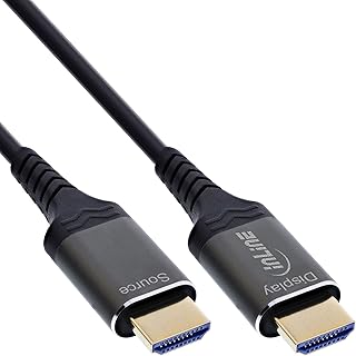 InLine HDMI AOC Kabel Ultra High Speed HDMI 2.1 Glasfaserkabel für 8K 60Hz 4K 240Hz, Aluminium Stecker, ARC eARC HDR, vergoldet, 10m, 17910X
