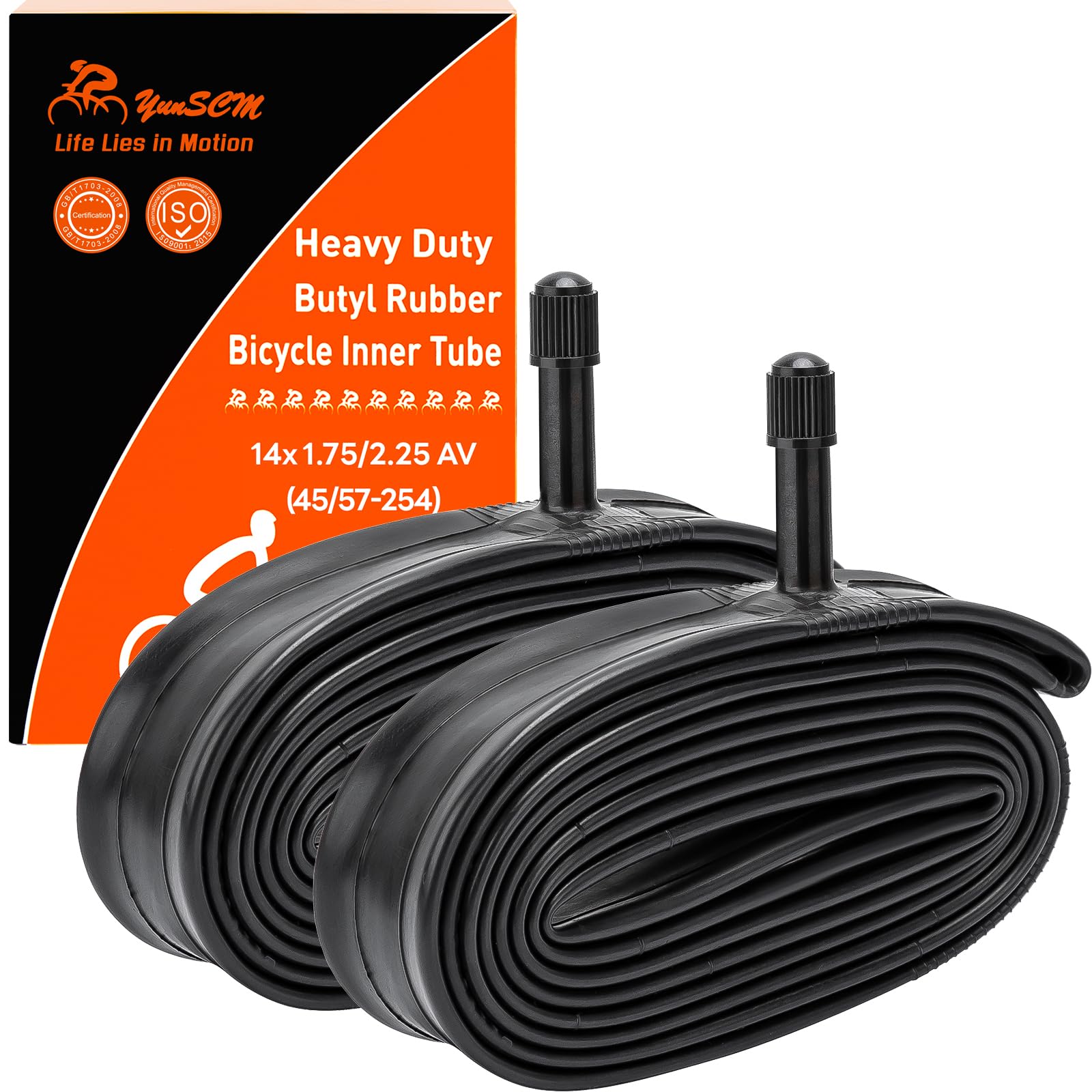 Amazon | YunSCM 2本,14 1.95 チューブ肉厚,米式バルブ32mm,14x1