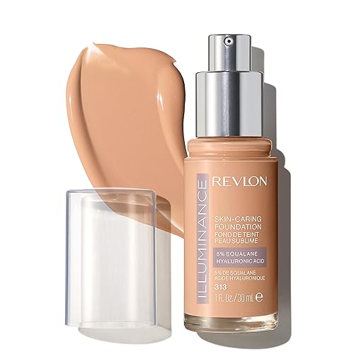 Revlon Illuminance Base líquida para el cuidado de la piel con ácido hialurónico, fórmula hidratante y nutritiva de cobertura media, bronceado claro