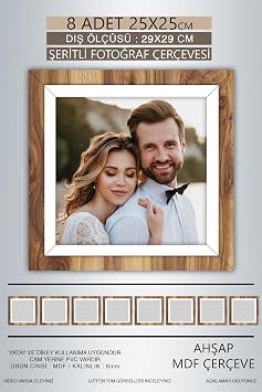 yhfoto 8 Adet 25x25  er eve Ah ap Beyaz  eritli Foto raf Mdf  er eve Kare  er eve Kahverengi 25 x 25