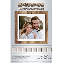 yhfoto 8 Adet 25x25  er eve Ah ap Beyaz  eritli Foto raf Mdf  er eve Kare  er eve Kahverengi 25 x 25