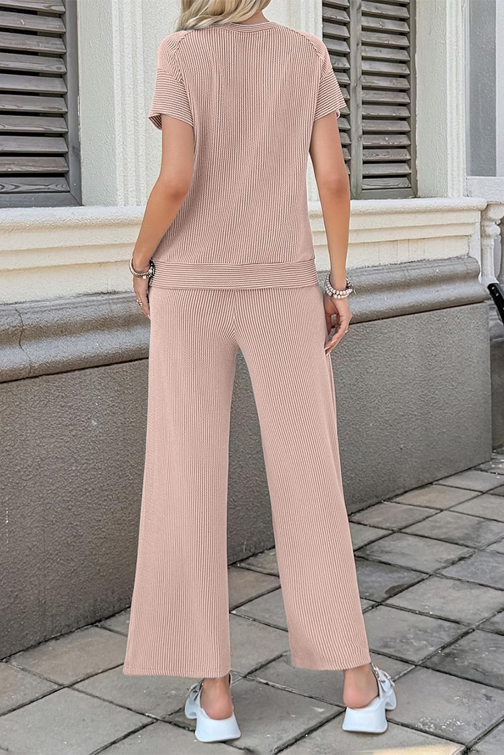 SHEWIN Women Casual Two Piece Sets Ribbed Knit Outfits Airport Pant Clothes 2026 - Image 4