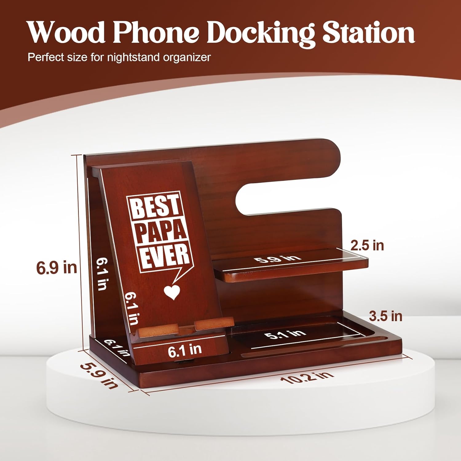 Papa Gifts, Fathers Day Papa Gifts, Wood Phone Docking Station, Fathers Day Birthday Gift from Grandchildren, Christmas Stocking Stuffers, Phone Stand