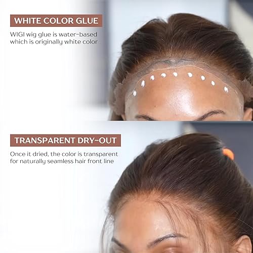 Miniatura 4 de WIGI Pegamento para peluca de alta calidad de 1.3 onzas con kit de aplicador, pegamento de encaje invisible, sujeción fuerte, fácil de aplicar,