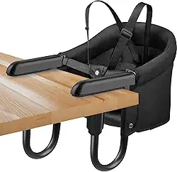 Cadeira com gancho, assento de alimentação portátil para bebês anexado à mesa, cadeira alta com clipe com bolsa de armazenamento dobrável, cadeira de mesa rápida de limpeza fácil para casa e viagem,