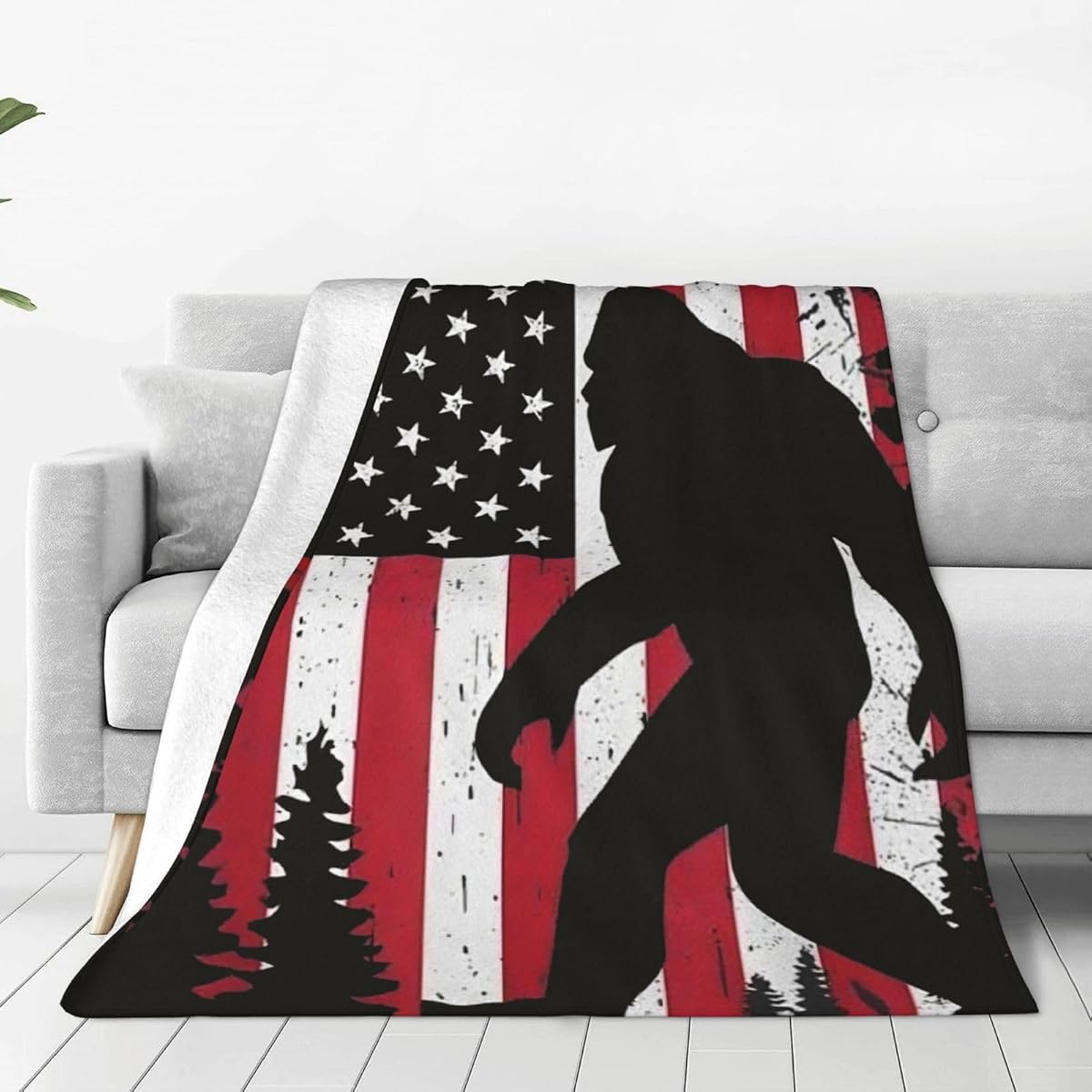 Gorilla Blanket Gorilla and American Flag Decor Motivational Throw Blanket Gifts for Girls Boys Couch Bedding Super Warm Soft Plush Lightweight Fleece Flannel Blanket for Kids Adults Men Women 60"X50"
