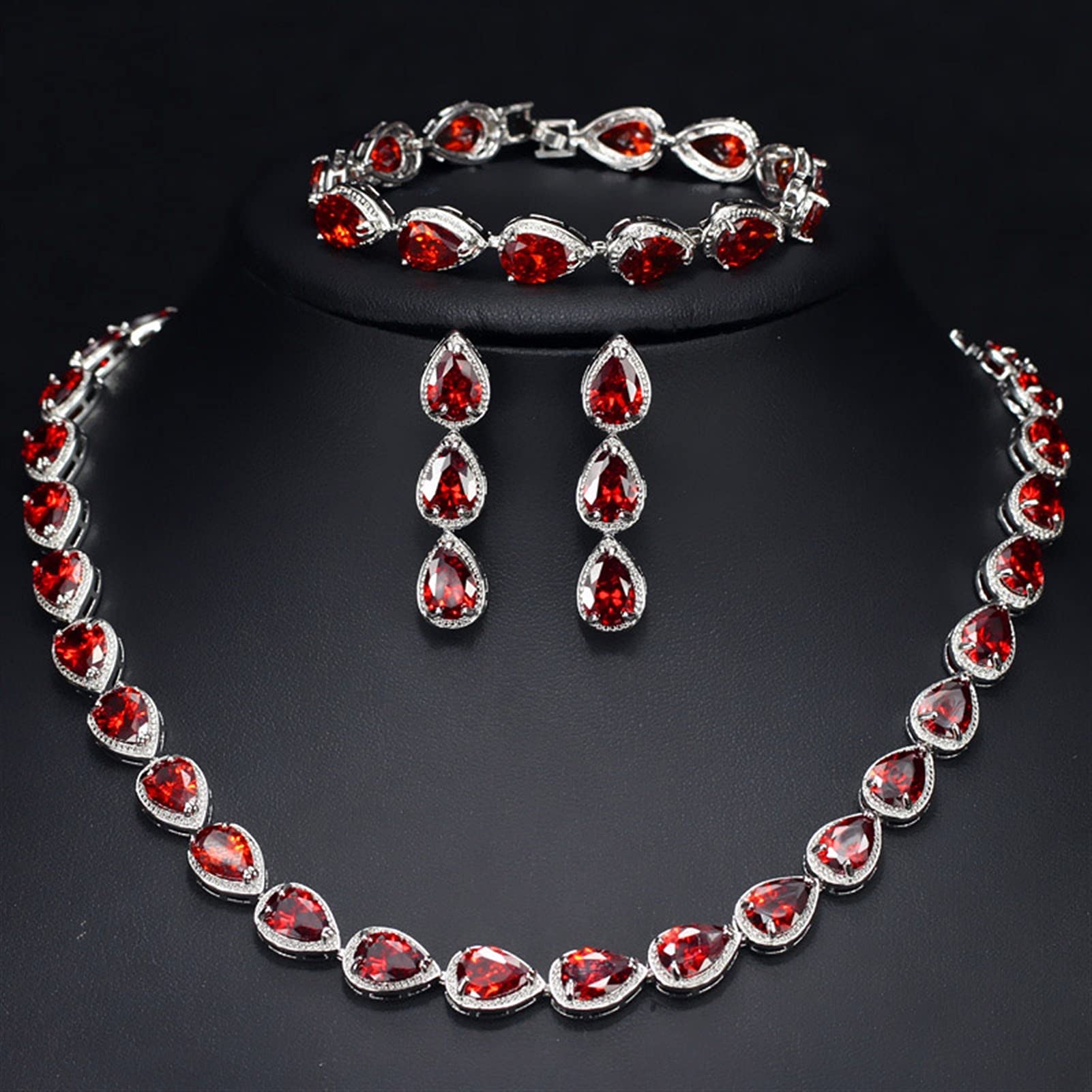 3-teiliges Braut-hochzeits-modeschmuck-Set für Damen, zirkonia-schmuck-Sets, schmuck-Sets