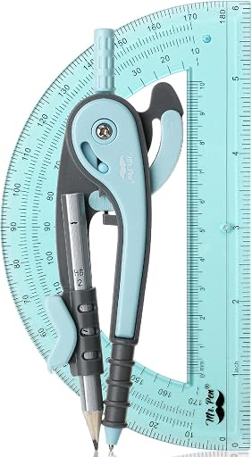 Mr. Pen- Geometry Compass and Protractor Set, 6 Inch Compass | 6 Inch Protractor, Drawing Tool for School, Clear Plastic, Easy Grip, Precision Design for Math, Art, Drafting, Architecture