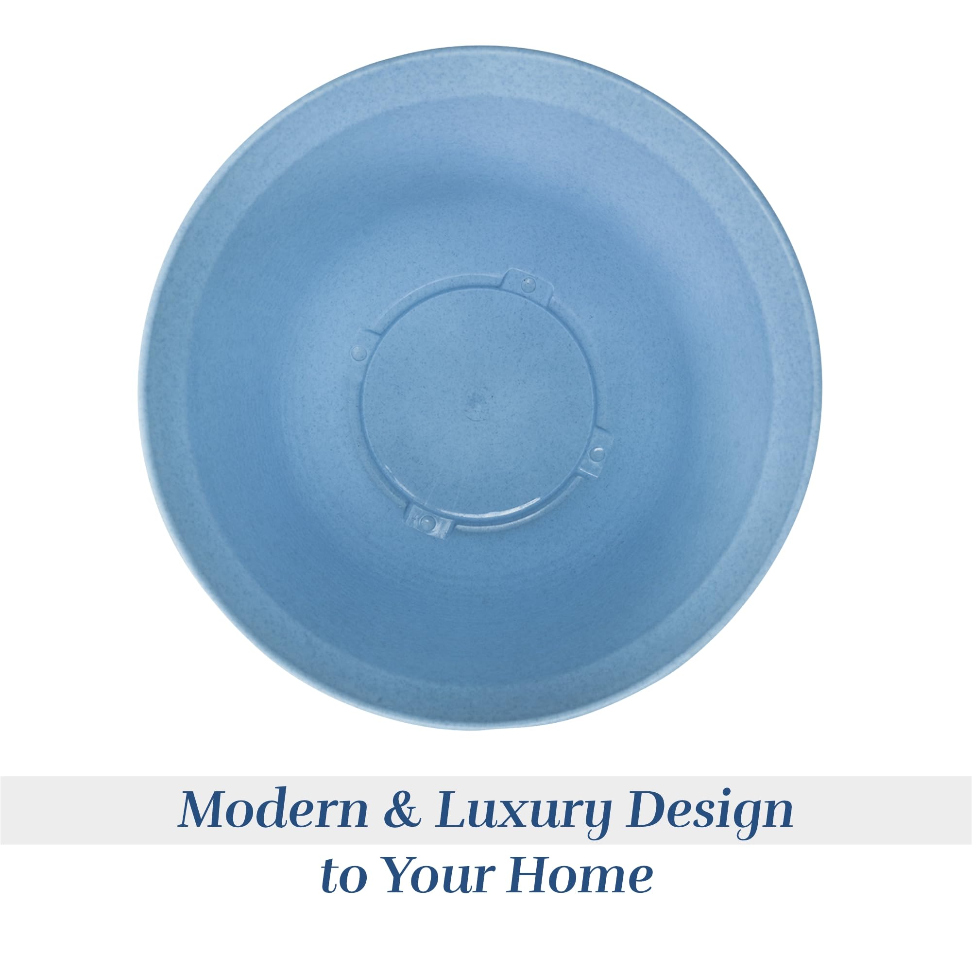 Marble Flower Pot with Plate - Blue -6 Marble Flower Pot with Plate - Blue -6
