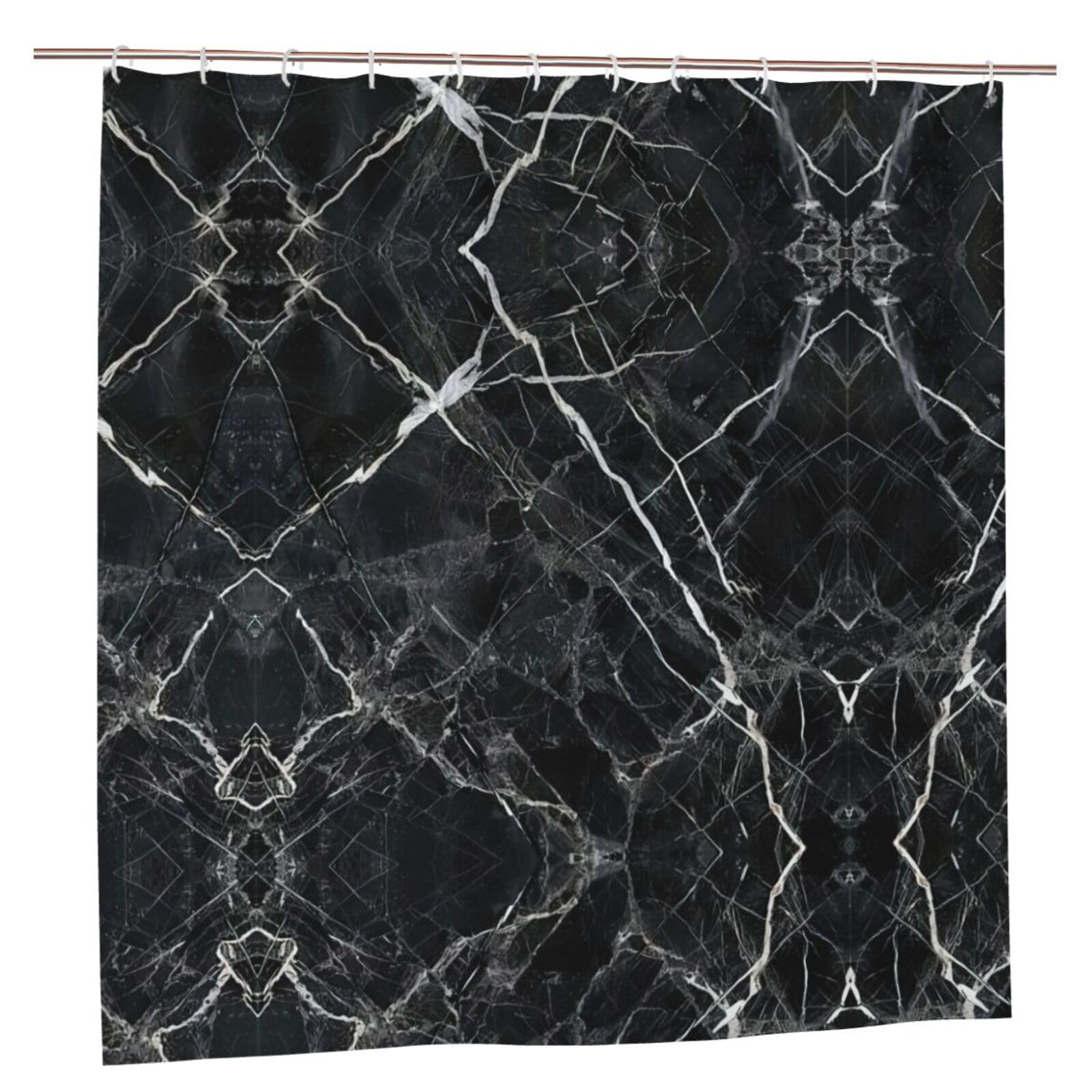 Rideau de douche marbre noir 183x183 cm avec 12 oeillets
