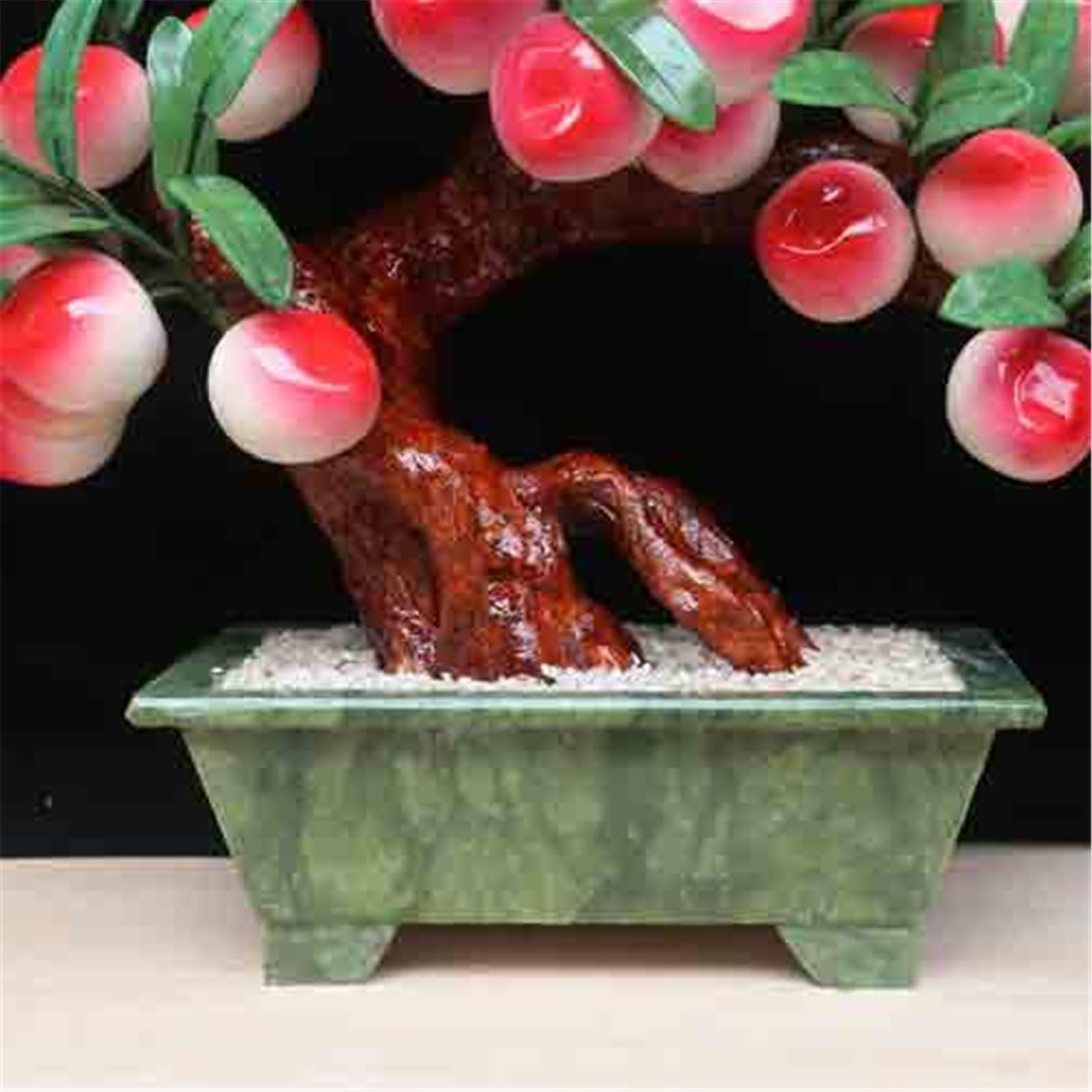Planta artificial en maceta, árbol bonsái artificial, jade, bonsái, melocotón, artesanía, plantas artificiales