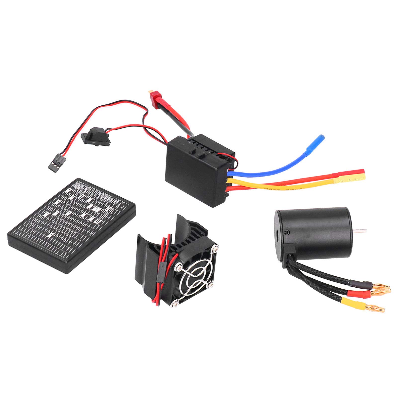 3650 3100KV Bürstenloser Motor, 60A ESC Wasserdichter Motor, Leichter mit Programmierkarten-Kühlkörper, Ideal für 1/10 RC Car SCX10