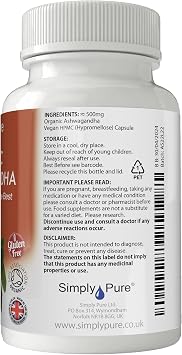 Organic Ashwagandha for Calm, Sleep & Stress Resilience | 500mg Capsules x 90 | 100% Pure Soil Association Certified | High Strength | with Natural KSM-66 | Gluten Free | GM Free | Vegan