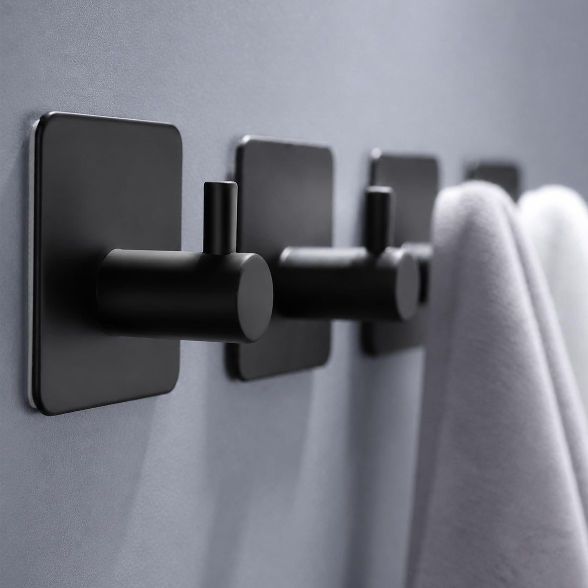 DELITON 4 Pack Adhesive Towel Hooks, Heavy Duty Stainless Steel No Drill