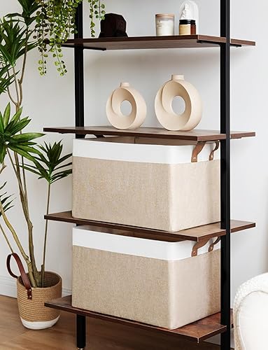 Miniatura 7 de StorageWorks Contenedores de almacenamiento de tela extra grandes de 45 L con marco de metal, cestas de almacenamiento para estantes, cestas de