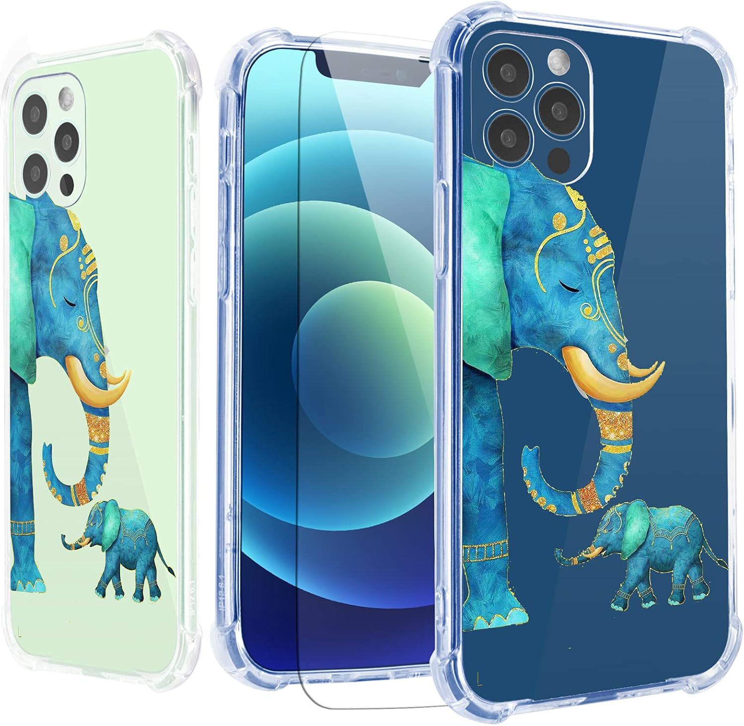 Roemary Elephants Case for iPhone 12 Pro Max with Blue