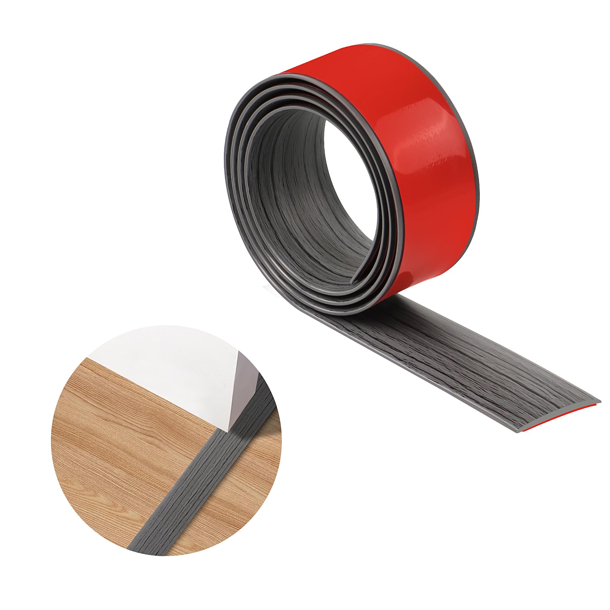 Tecdw Dark Gray Wood Grain 100Cm×4Cm Floor Transition Strips,Pvc Self-Adhesive Threshold Strips For Doorways,Waterproof And Wear-Resistant,Carpet Door Strips Suitable For Edges Of Doors,Windows, Floors