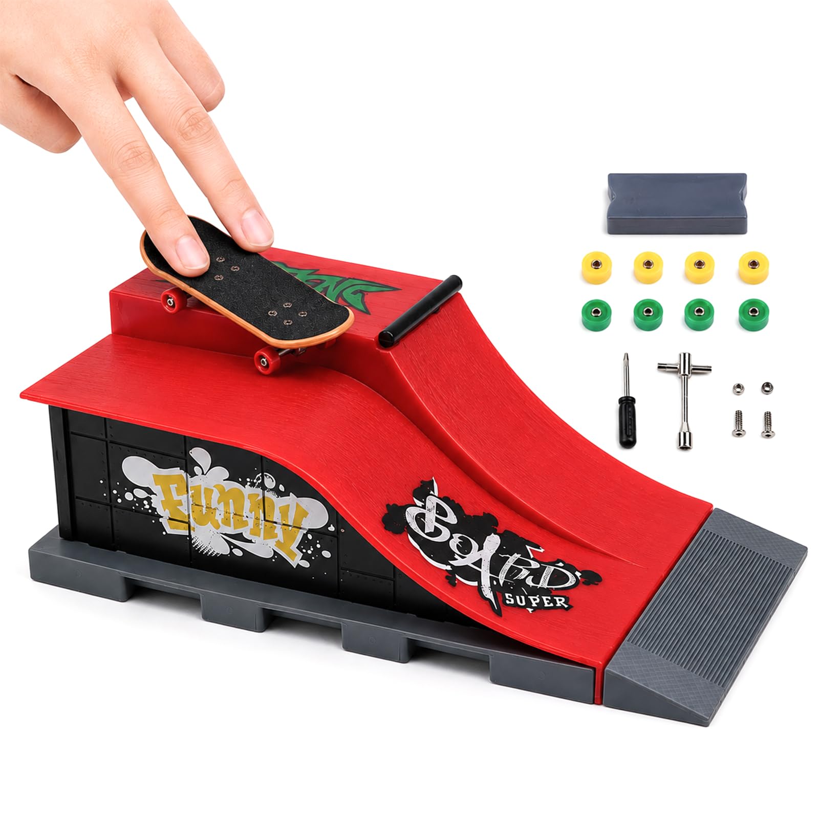 Finger Skateboard Ramp Set, Mini Fingerboard Skatepark with Accessories
