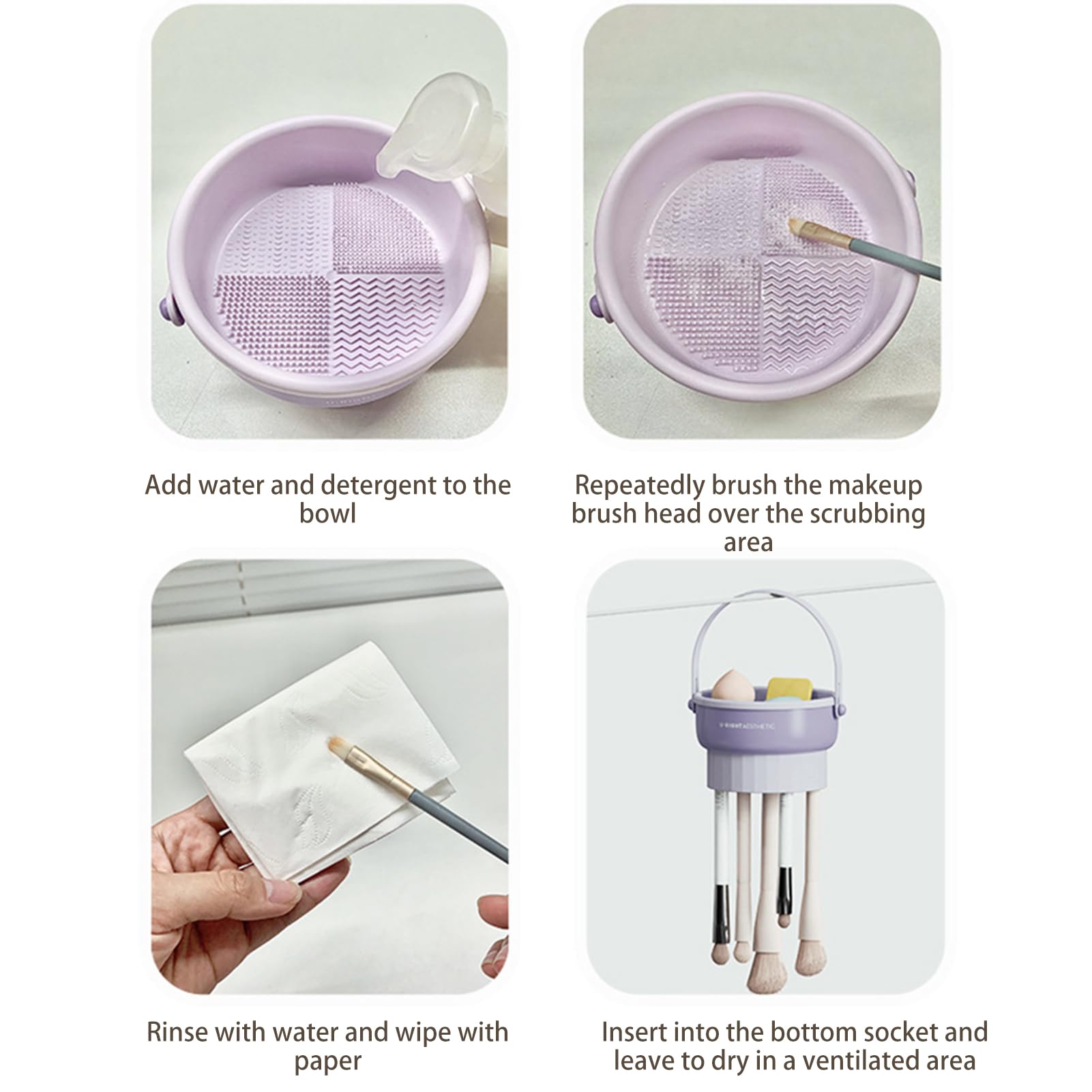 Veki 3 in 1 Makeup Brush Cleaning Mat, Silicone Makeup Brush Scrubber - Image 4