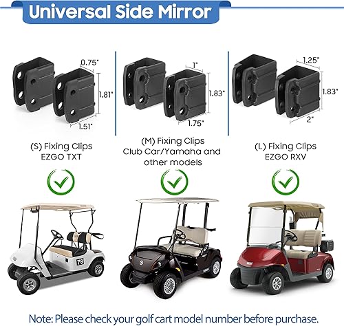 Miniatura 4 de Espejos laterales para carrito de golf, sin perforación, rotación de 180 grados y plegables, HD, inastillables, espejos de vidrio para carrito de