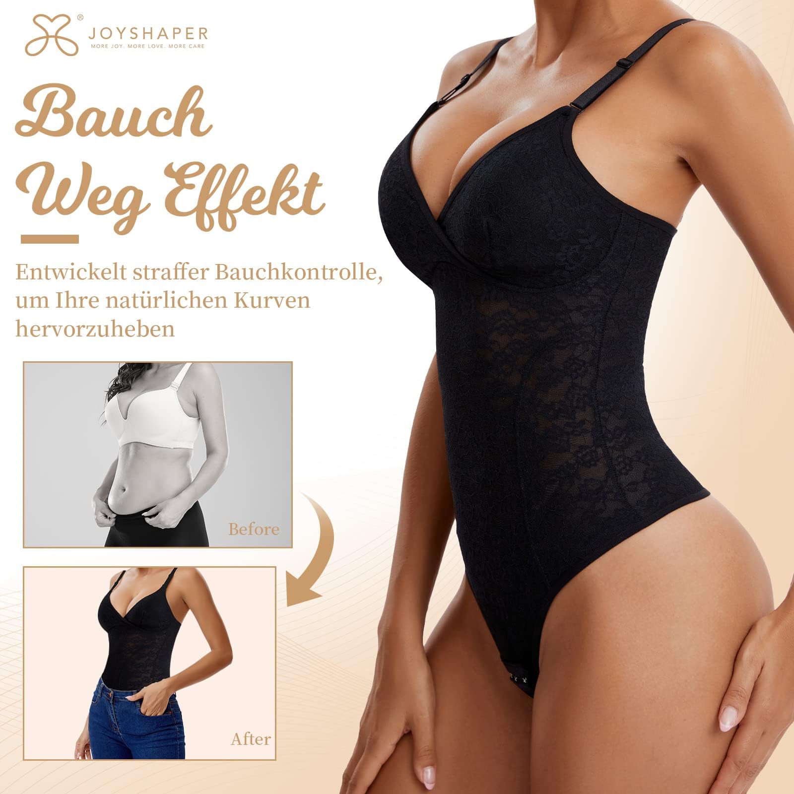 Joyshaper Shapewear Femme Body Sculptant Gaine Ventre Plat Shapewear Bodysuits Dentelle Col V Gaine Amincissante Body Shaper