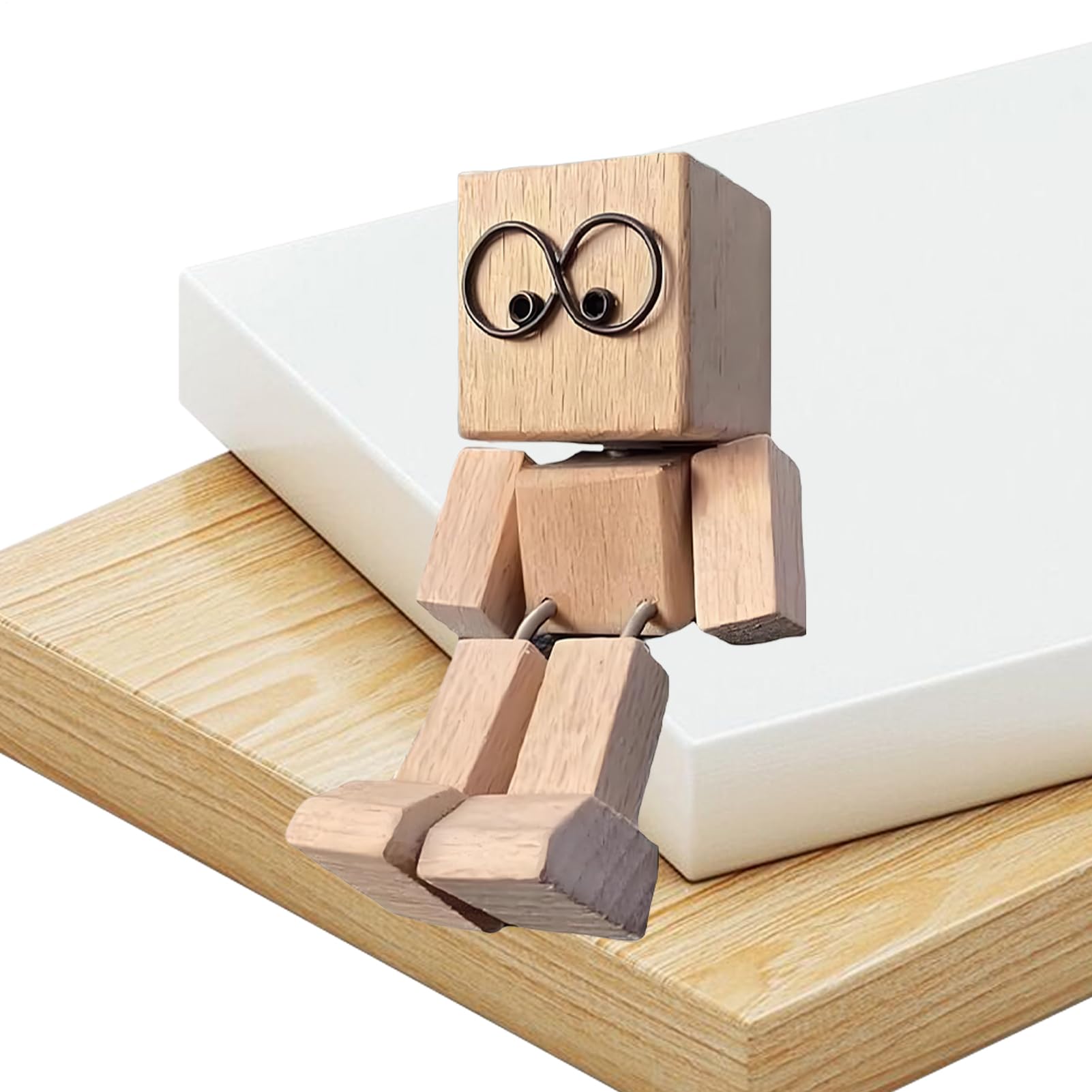 Figurina In Legno Ondeggiante Con 12 Faccine Magnetiche | Decorazione Per Cruscotto Auto O Scrivania | Simpatica E Divertente, Base Antiscivolo