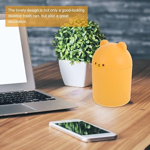 Miniatura 8 de Cubo de basura para decoración de oficina, con diseño de oso de dibujos animados, mini papelera de escritorio, papelera decorativa, contenedor de