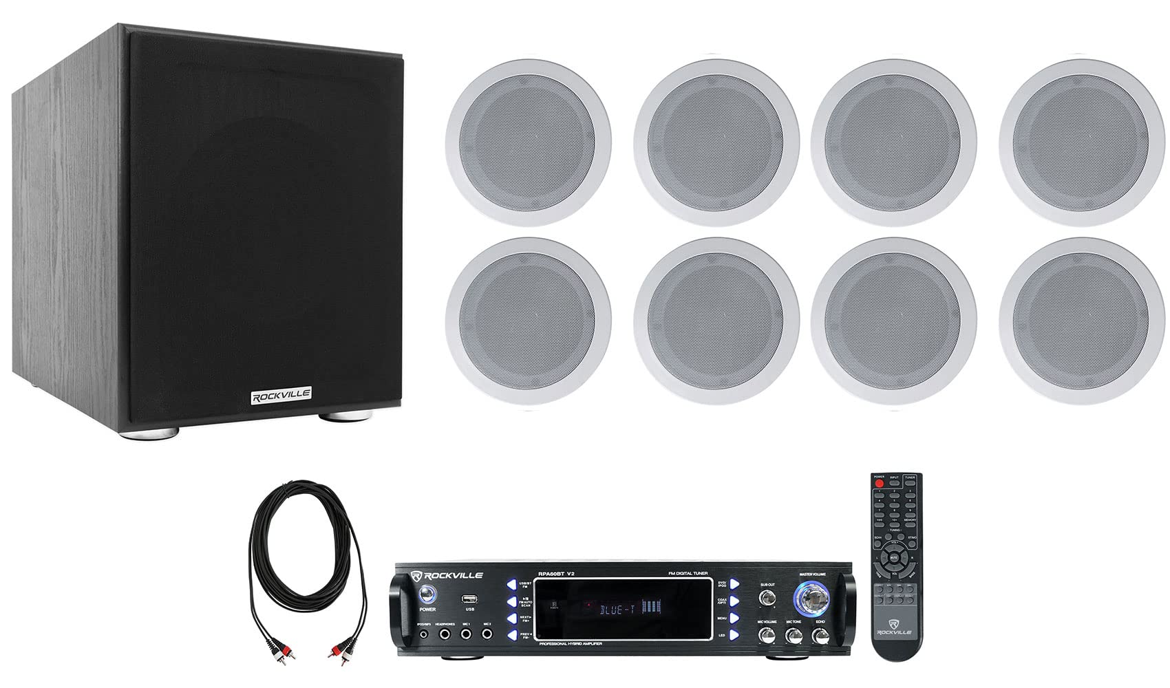 Rockville RPA60BT Home Theater Receiver Amp+(8) 5.25