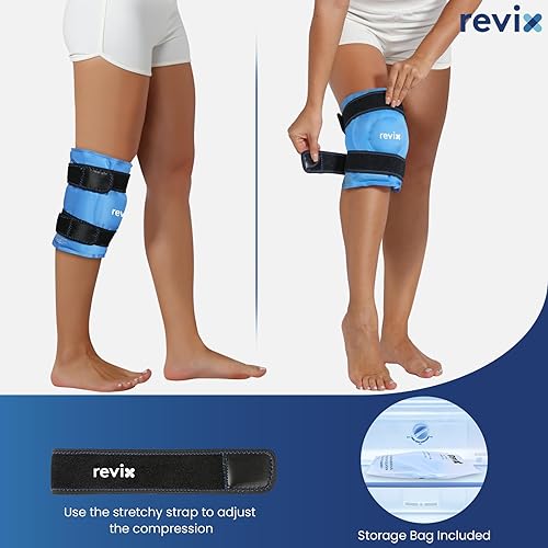 Miniatura 7 de REVIX Paquete de hielo de rodilla extra grande de 19 pulgadas que envuelve toda la rodilla, paquete frío de gel reutilizable para molestias y fatiga