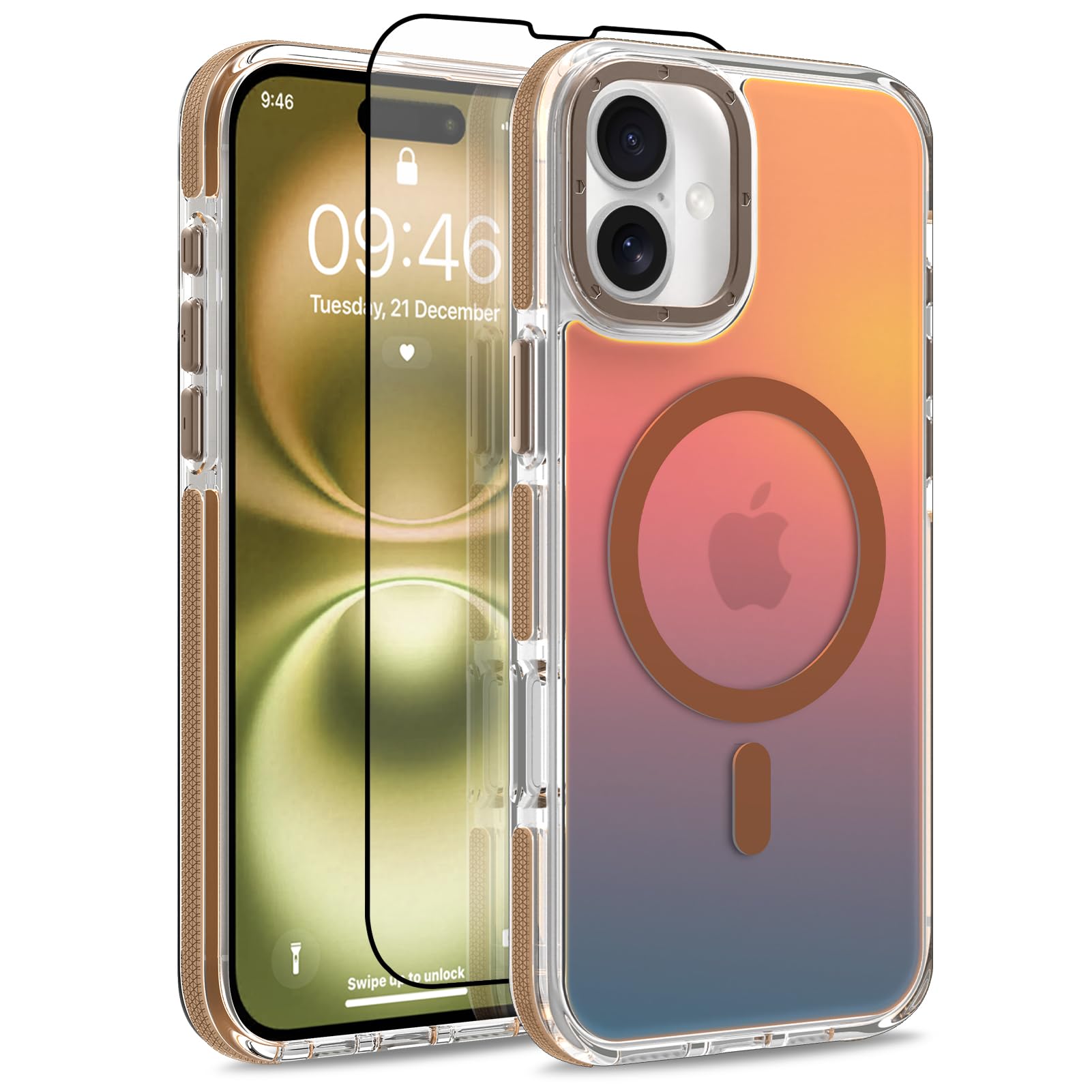 MOWIME Magnetic Case for iPhone 16 Plus [Compatible with Magsafe] [Cute Fashion Fluorescent Design] [1 Screen Protector] Slim Translucent Matte Case