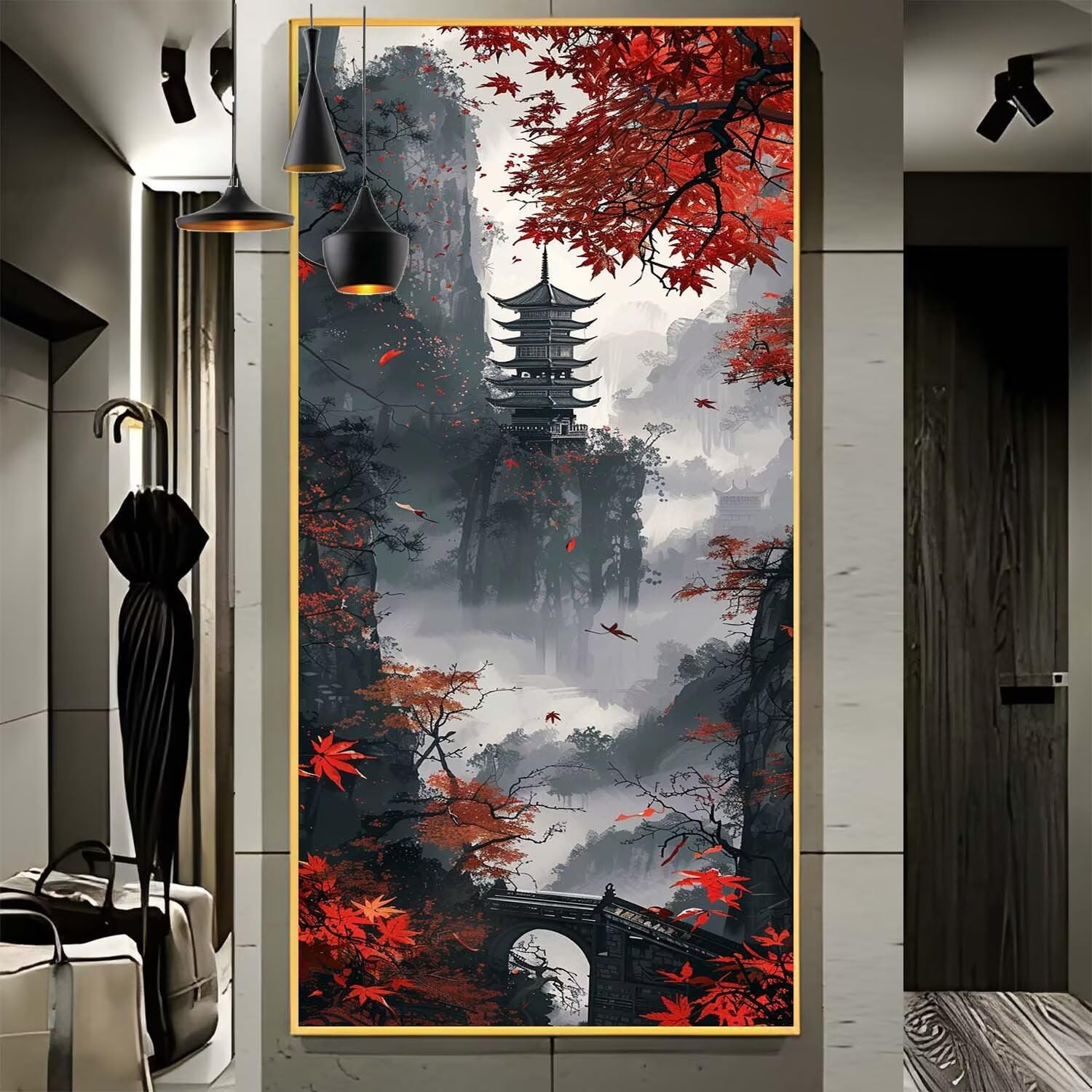 Malen Nach Zahlen Erwachsene Groß 70x180cm，Malen Nach Zahlen Landschaft japanisch Paint by Numbers Adult，Acrylfarben Leinwand Malen-Nach-Zahlen Anfänger，für Home Wand Dekor Geschenk[Ohne Rahmen] G7