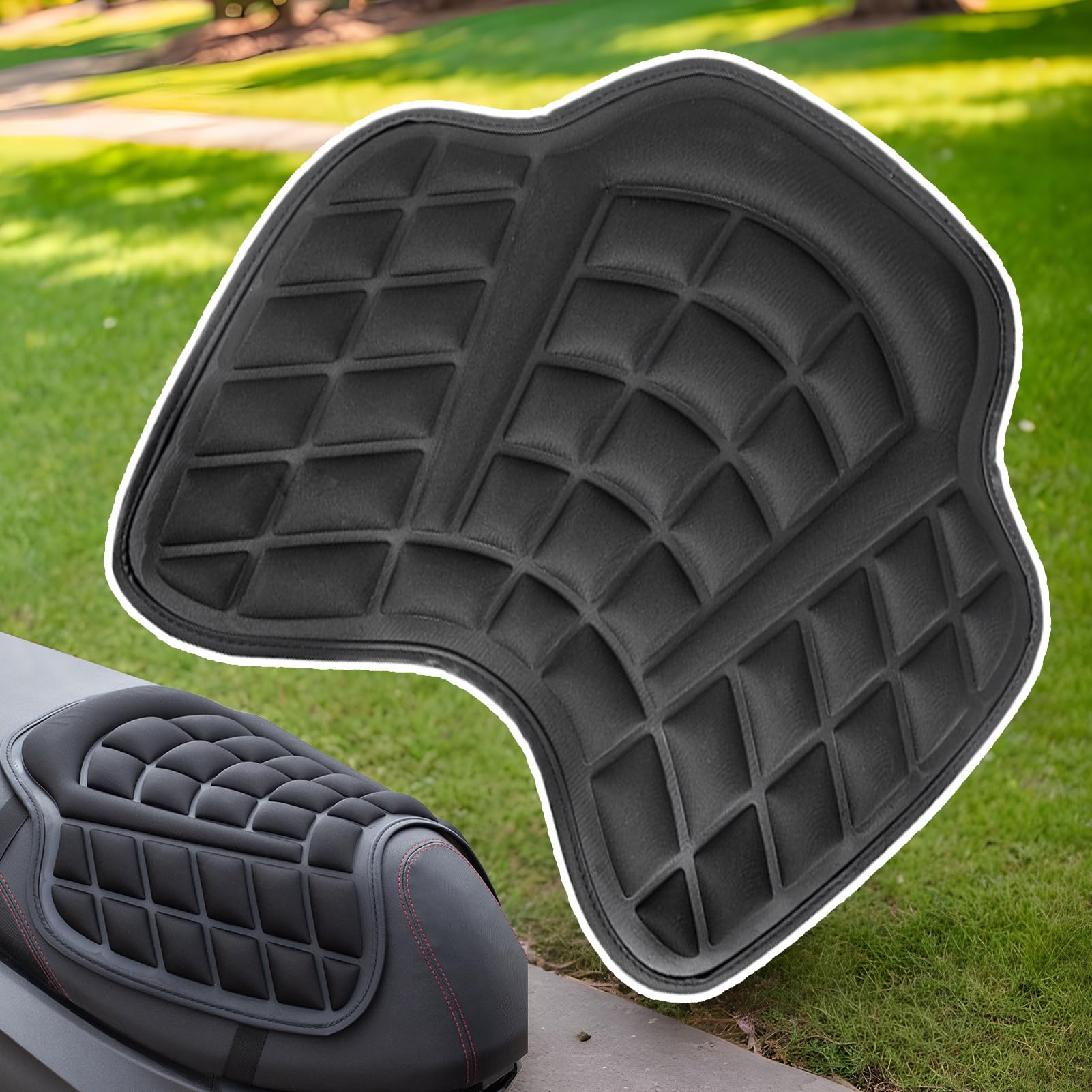 Generico Coussin De Siège De Passager Moto - Selle Gel, Ergonomique | Couvercle Confort Anti Vibration, Mousse Souple Couche Épais