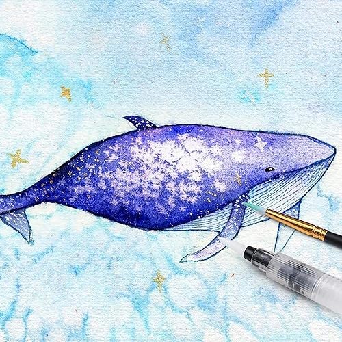 Miniatura 6 de Dyvicl Juego de pintura de acuarela metálica con purpurina, 2 generación, 12 colores surtidos, caja portátil con cepillo de agua, detalles metálicos