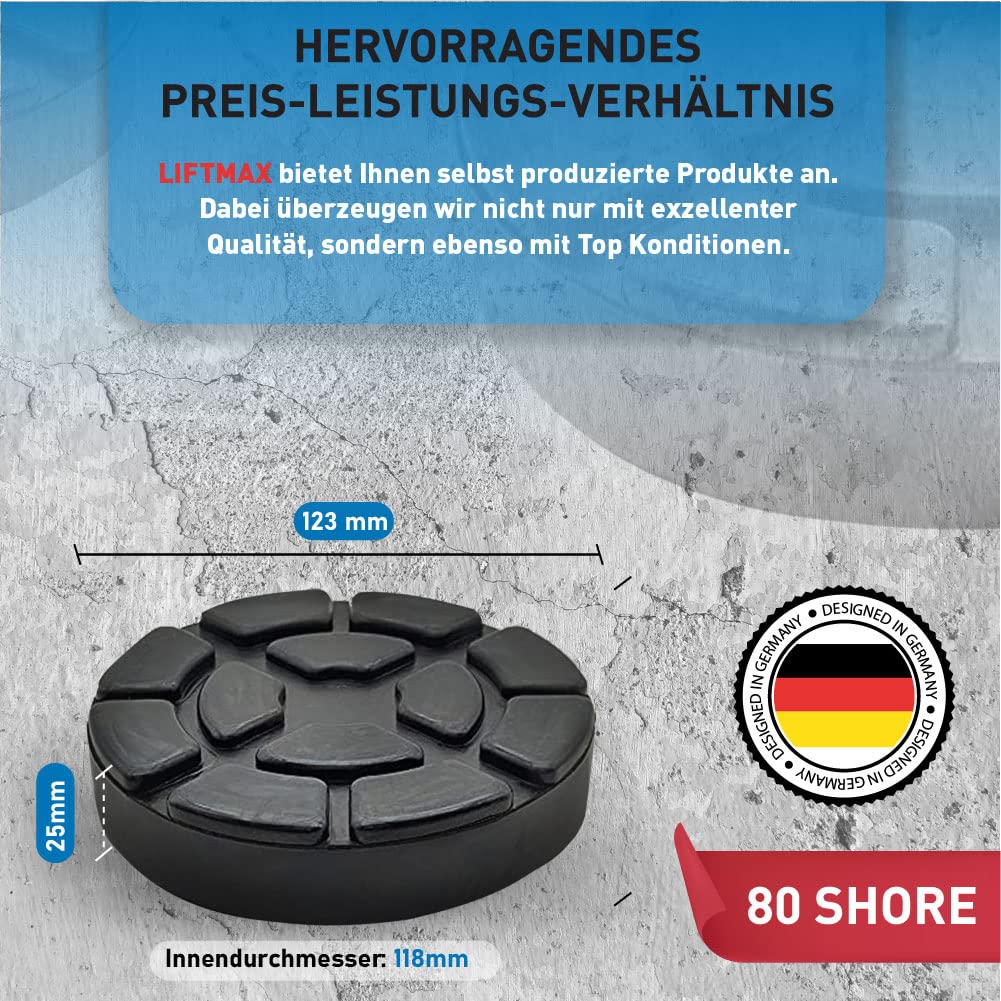 Ravaglioli - Plato de goma para plataforma elevadora de 2 columnas, apto para RAV KPX 337 KPN250 KPN 255 KPX, KPN, KPH Series, plato de recepción extremadamente resistente, 123 mm de diámetro