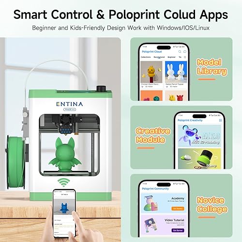 Miniatura 4 de Entina TINA2S Impresoras 3D con impresión WiFi en la nube, enorme biblioteca, totalmente montada, mini impresora 3D para principiantes y niños con
