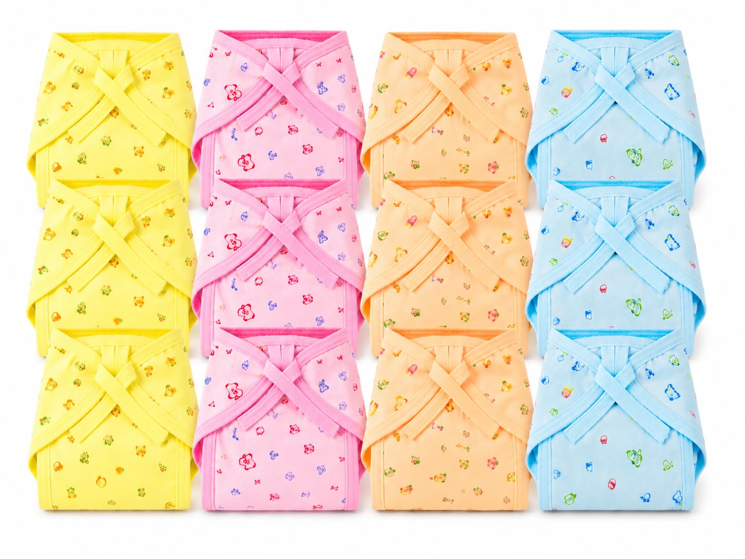 Newborn Baby Hosiery Cotton Nappy Langot Pack of 12 | Soft Cloth Diapers for New Born Baby | Washable & Reusable Baby Langot | Baby Nappy for 0–6 Months | Multicolor-image-48