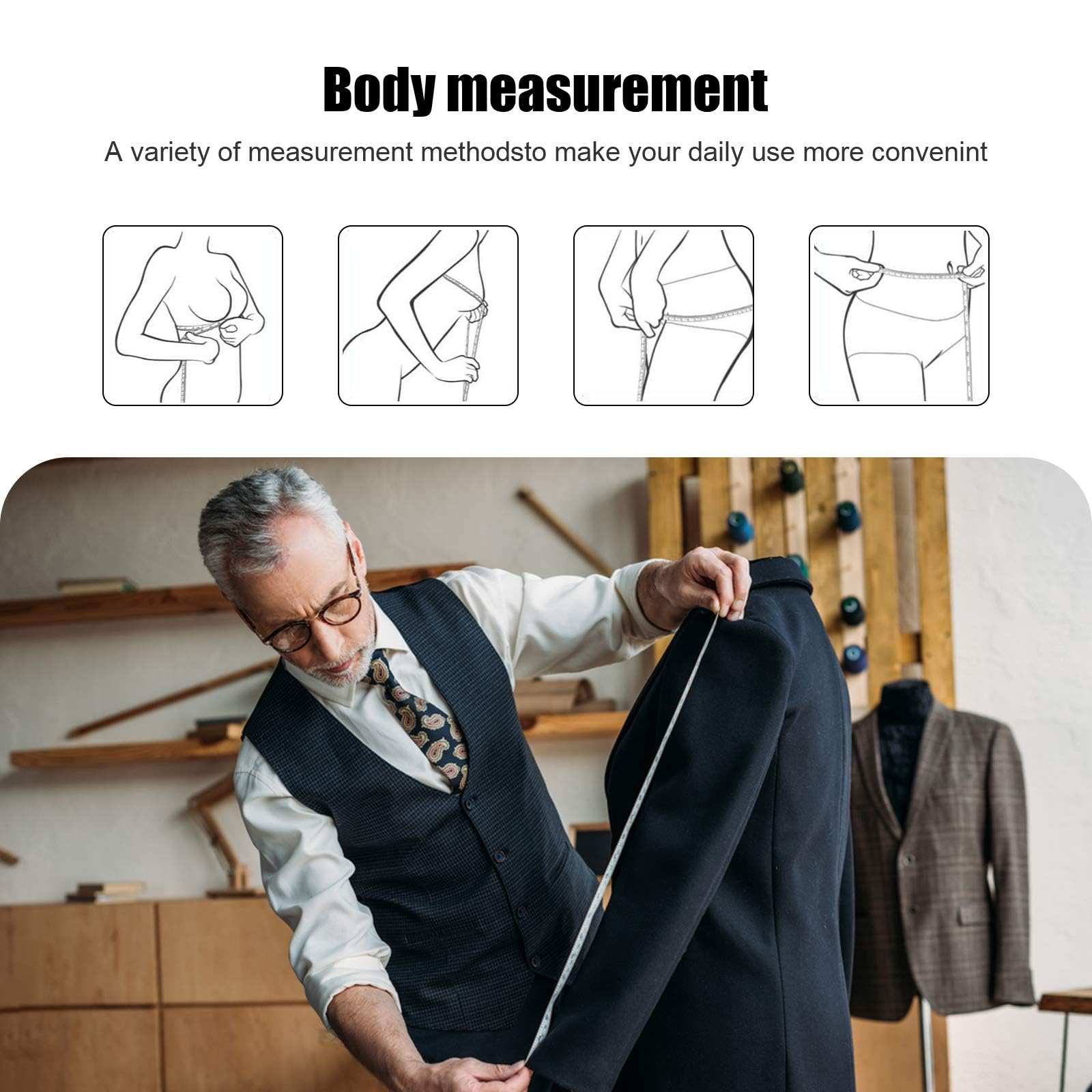 Tape Measure,4 PCS Mini Tapemeasures Dual Sided Measuring Tape Kids Tapemeasures Measurements Retractable Tapes Push Button Tapes Cute Tapemeasure for Measure Length Body Fabric - Image 4