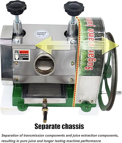Miniatura 5 de Exprimidor manual de caña de azúcar 330LBSH Extractor de jugo de caña de azúcar de entrada de 2.4 pulgadas, máquina de prensa de caña de azúcar de