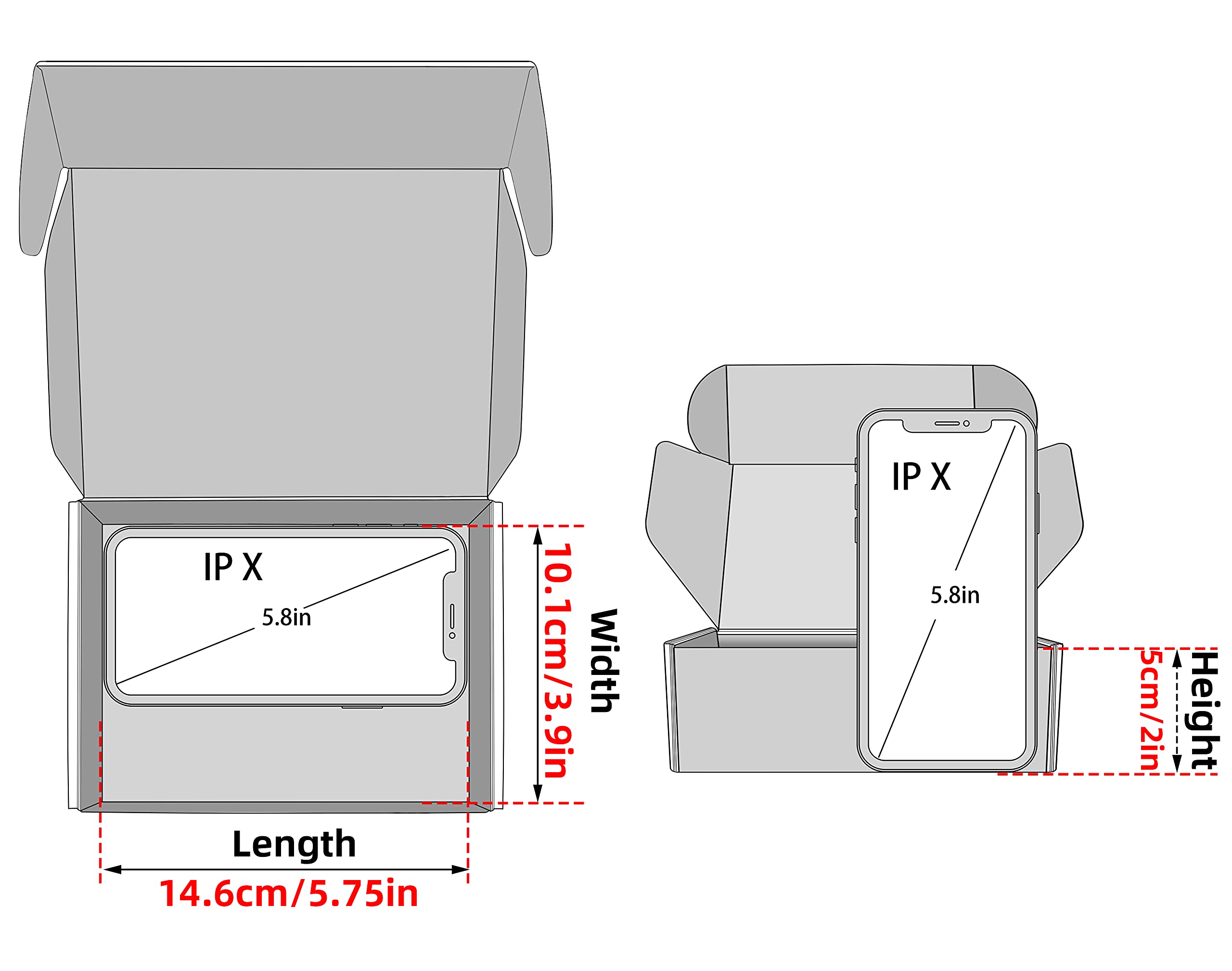Versandkartons, Wellpappe, 10,2 x 15,2 x 5,1 cm, Schwarz, 50 Stück