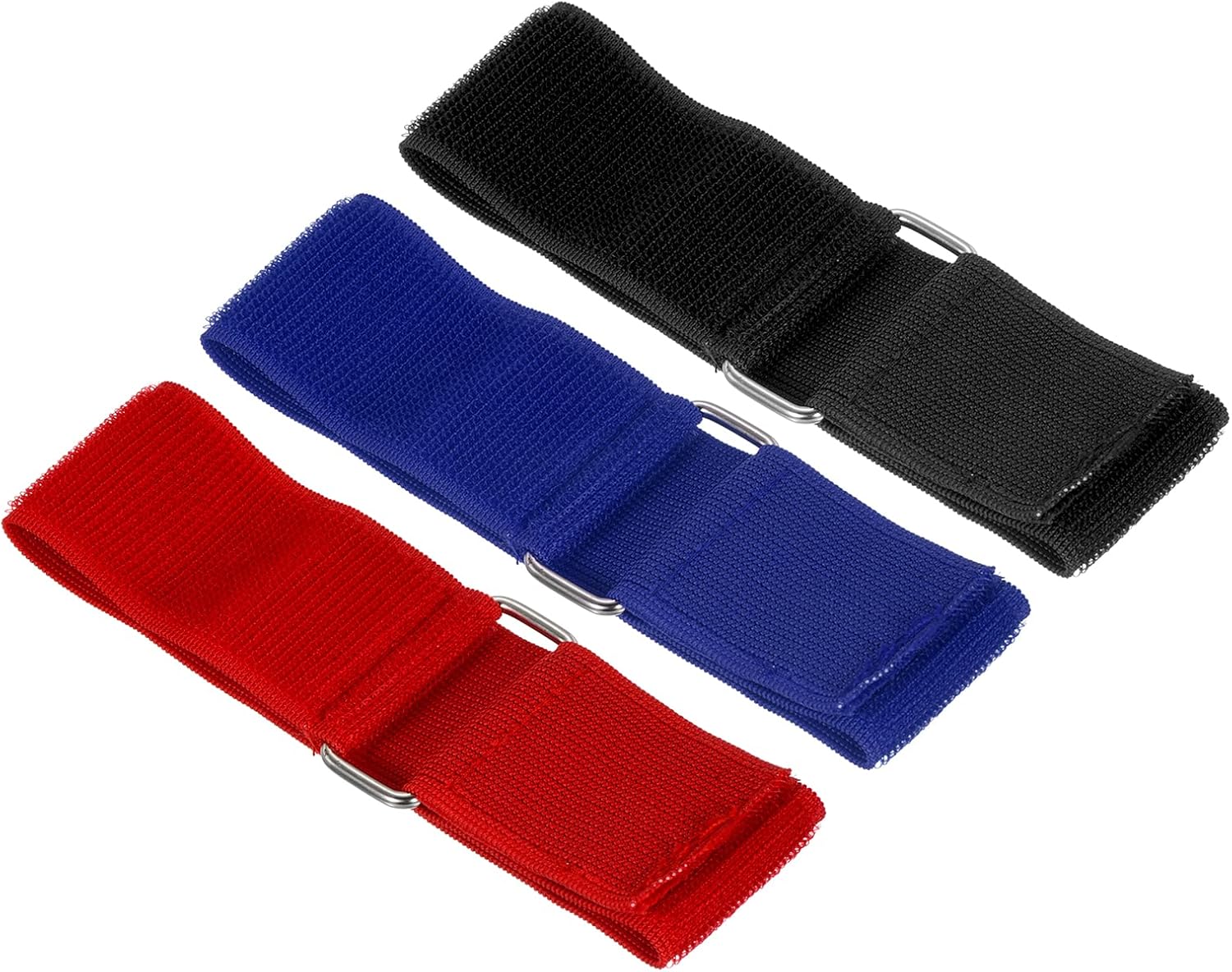 PATIKIL 3 Legged Race Bands, 3 Pack Nylon Elastic Tie for Outdoor Birthday Party Field Day Carnival Relay Game (Blue, Black, Red)
