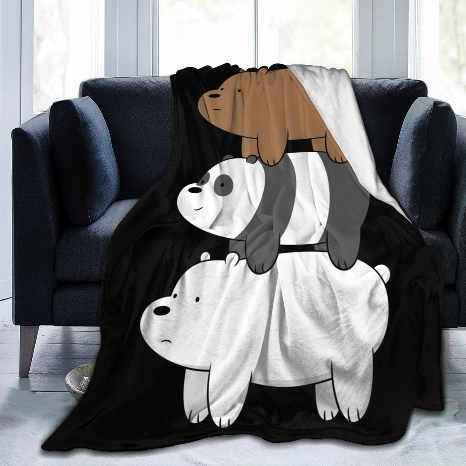 Throw Blanket We Bare Anime Bears Soft Flannel Blankets for Children Adult All Season Air Conditioning Blanket for Bed Living Room Sofa 50"x40"