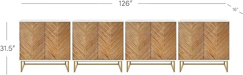 Vista 61 de Nathan James Enloe - Mueble de TV con puertas en un acabado rústico de madera de pino y base de metal dorado para pasillo, entrada o sala de estar