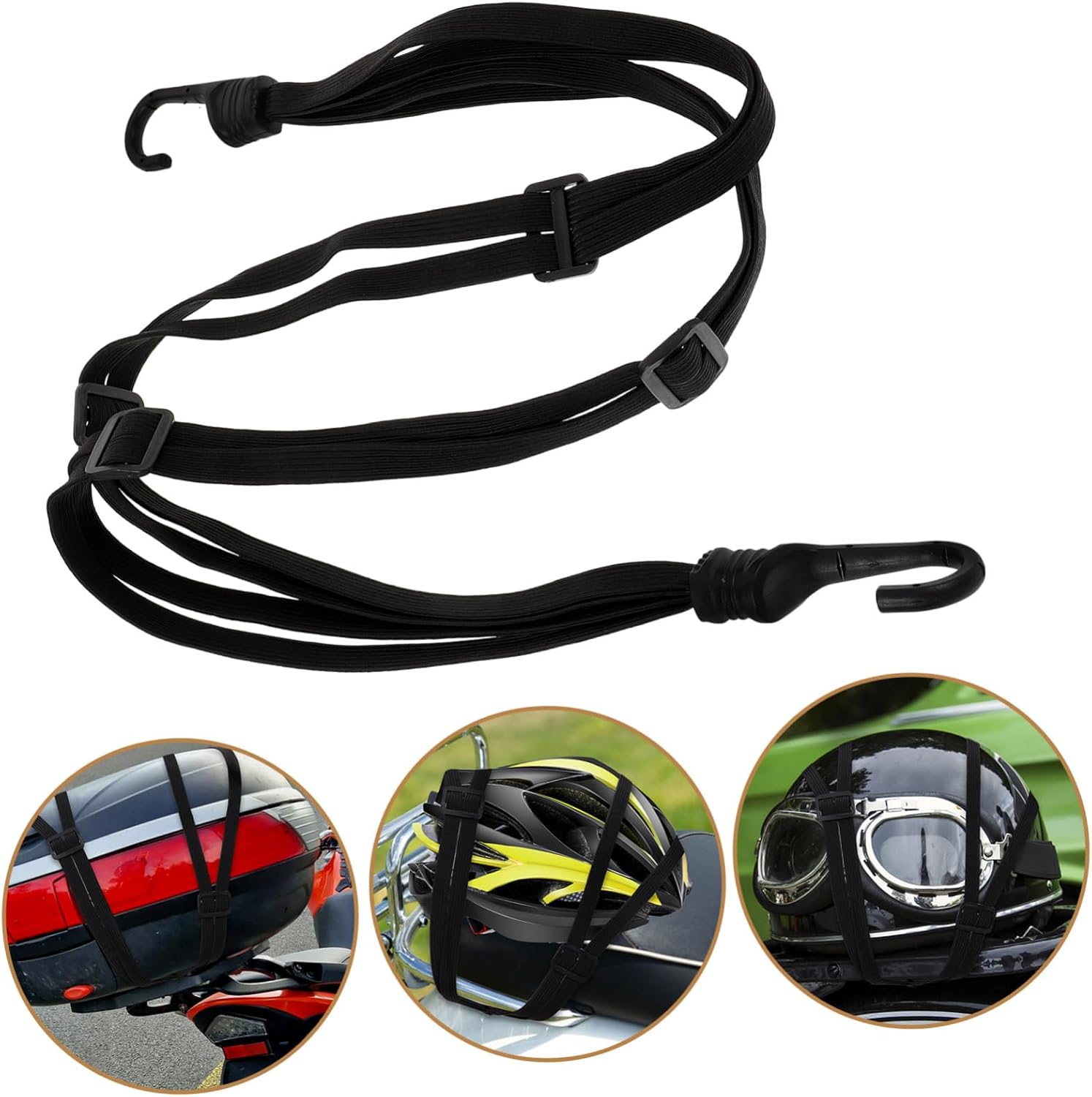 Black Rubber Elastic Luggage Strap for Motorcycle Helmet Secure Hold image 4